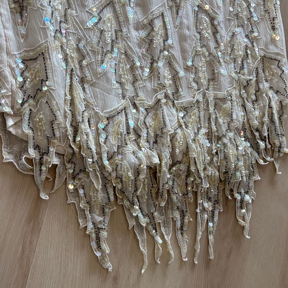 Scala Vintage 80s Elegant Sequin/Beaded Embellished Cream Dress - Picture 5 of 8